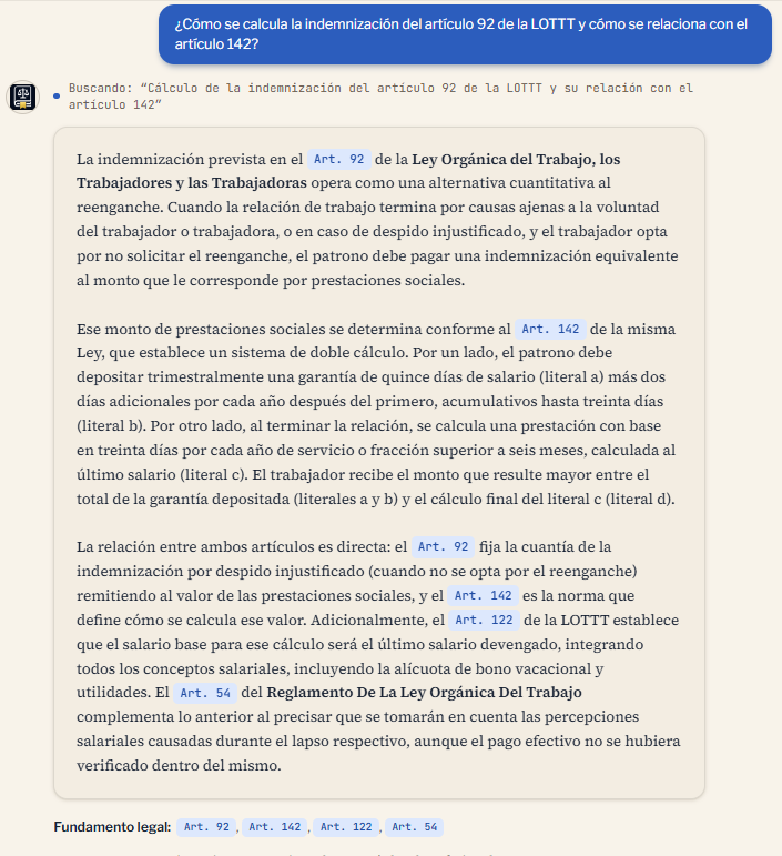 Consulta que relaciona varios artículos y cuerpos normativos en una sola respuesta.